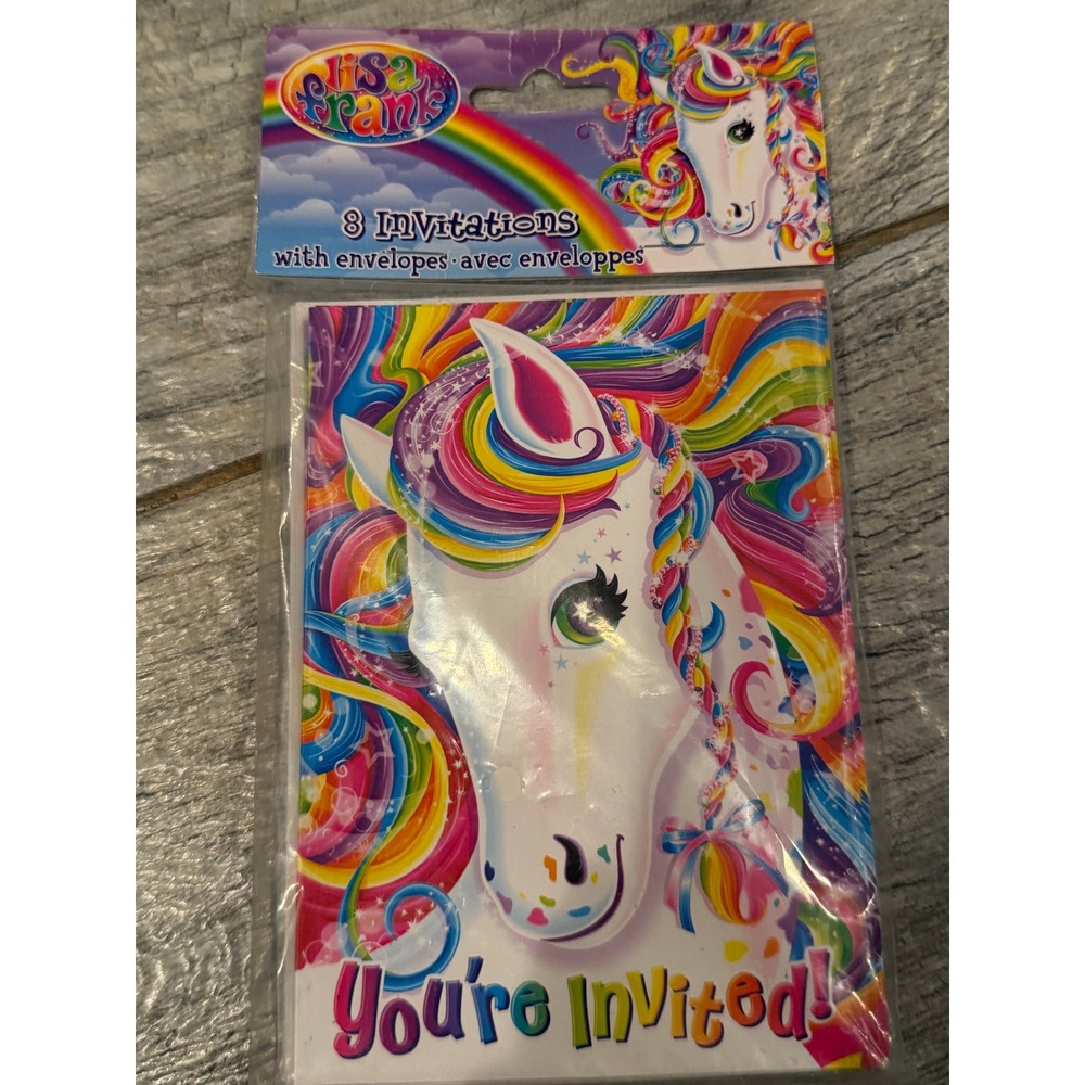 Lisa Frank Invitations 8 Count Cards Rainbow Majesty Unicorn Birthday Party